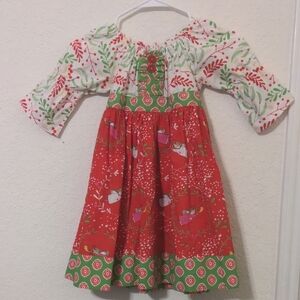 Eleanor Rose Girls Christmas Angel Holiday Red & Green Dress Size 5-6